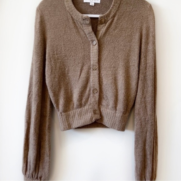 Spiritual Gangster Melody Cardigan Sweater Camel Knit Long Sleeve Chenille Small - Picture 4 of 9